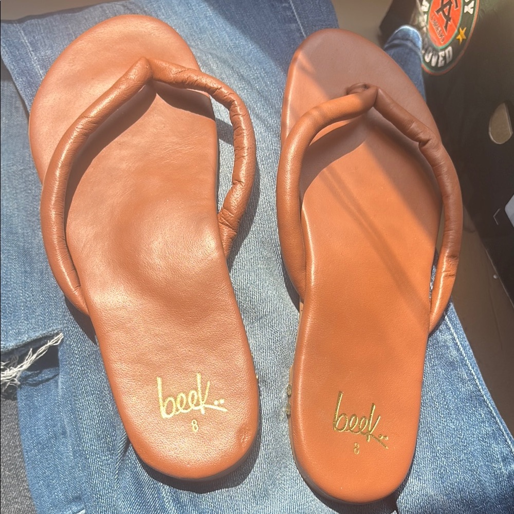 Beek Women's Brown Leather  sunbird Sandals size 8